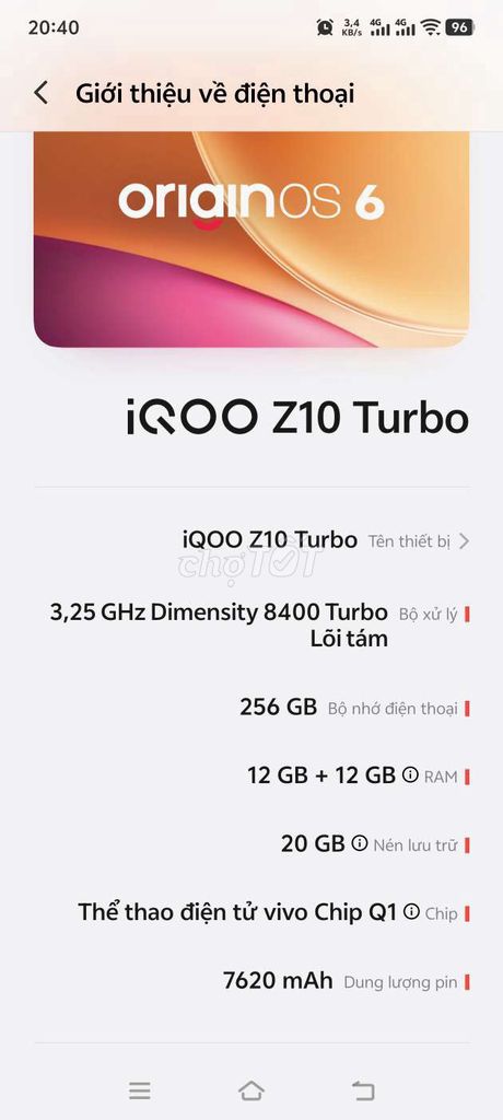 iQOO Z10 Turbo 12GB/256GB. Mua bán Điện thoại tại Huyện Đông Anh Hà Nội được đăng bởi Đinh Công Trường hình 1