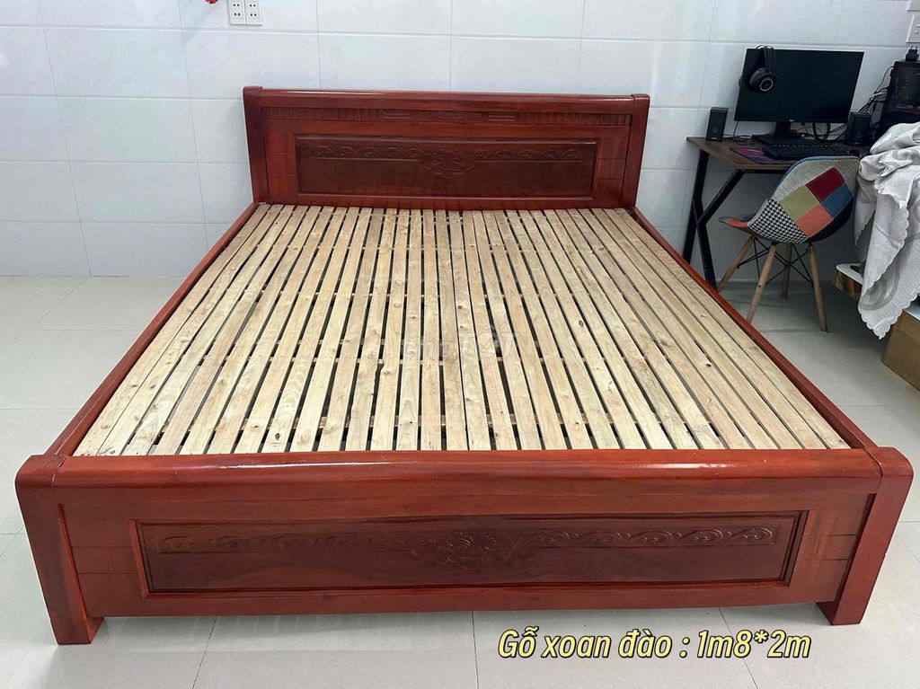 Giường Gỗ xoan đào 1m8x2m. Mua bán Giường, chăn ga gối nệm tại Quận Cẩm Lệ Đà Nẵng được đăng bởi Hoang Vy hình 1