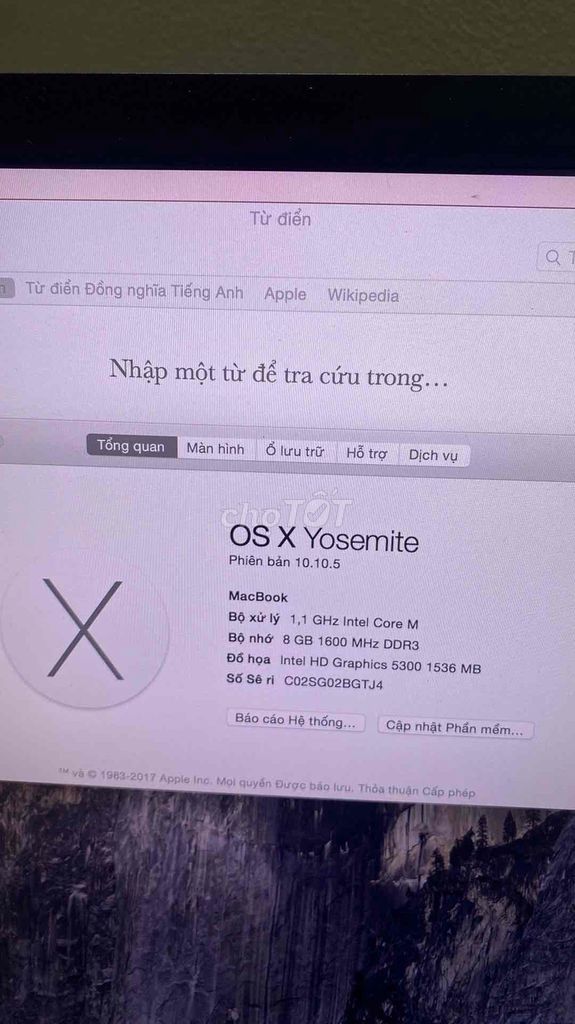 Apple MacBook Intel Core M 8GB DDR3. Mua bán Laptop tại Huyện Lạng Giang Bắc Giang được đăng bởi Nguyễn Thanh Hải hình 1