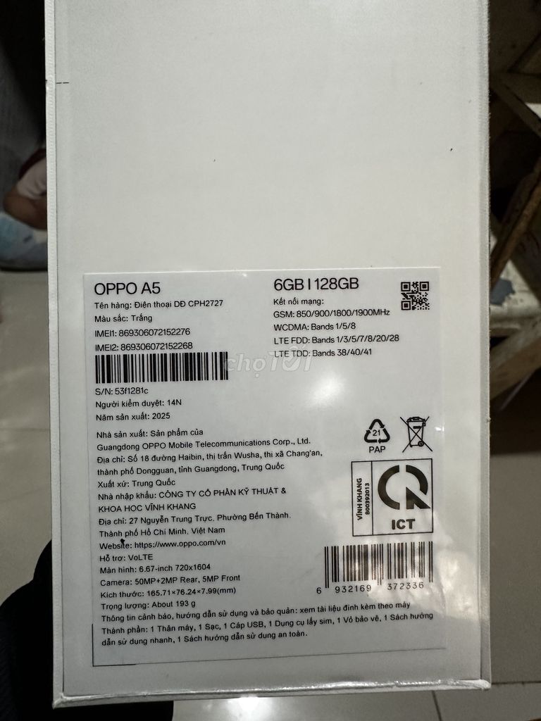 Oppo A5 128GB Trắng. Mua bán Điện thoại tại Huyện Bình Chánh Tp Hồ Chí Minh được đăng bởi Tên chưa cung cấp hình 1