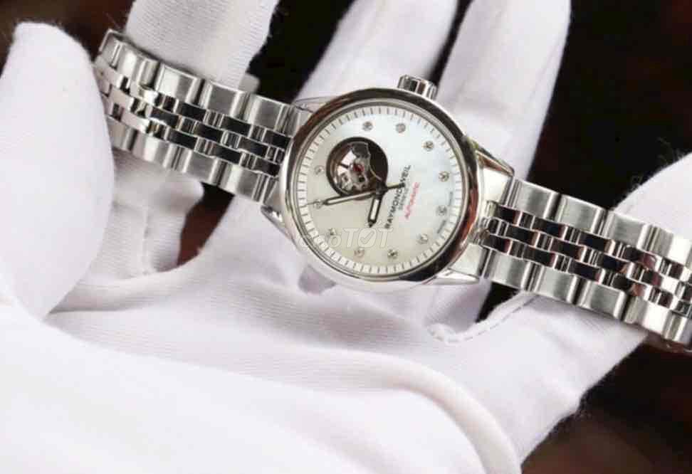 ĐH Nữ Raymond Weil mặt xà cừ cọc kim cương máy cơ