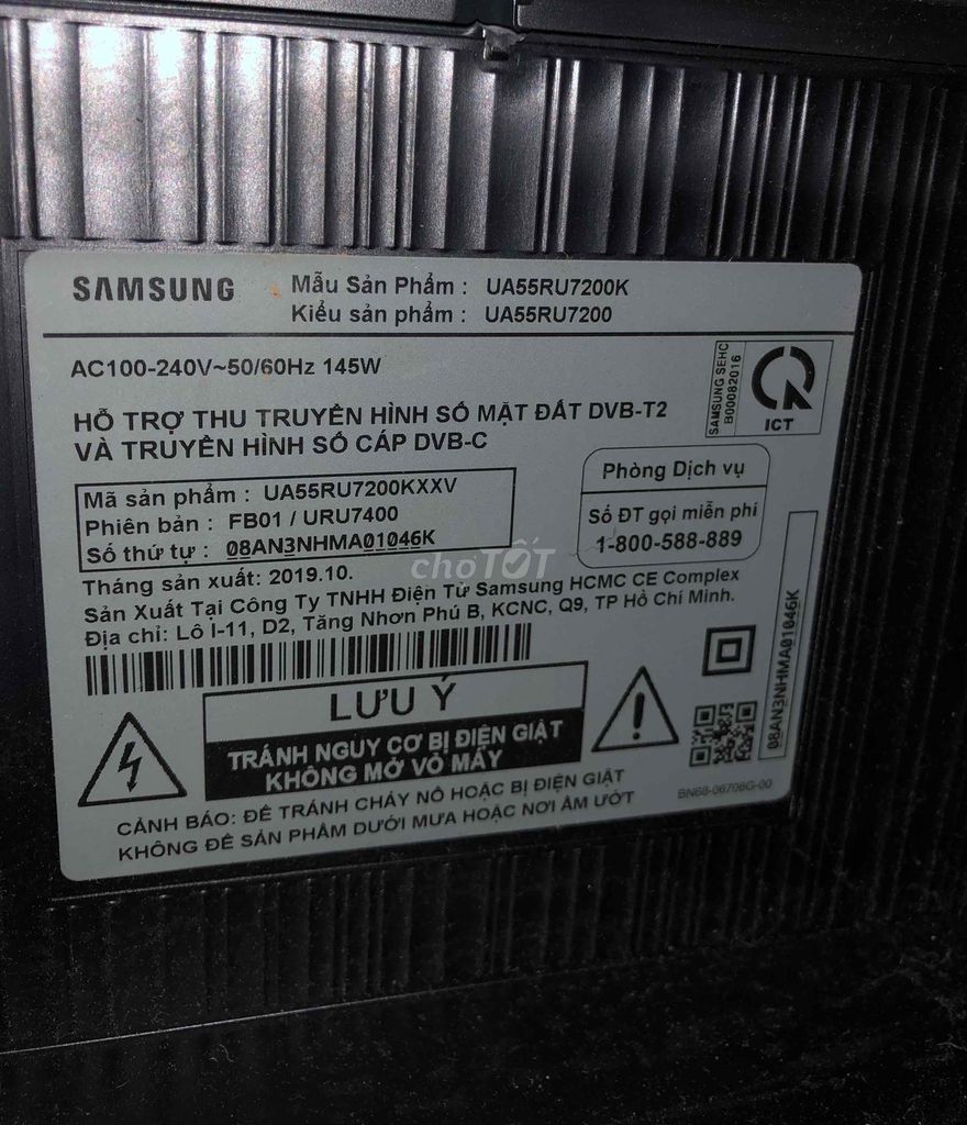 Xác tivi samsung ua55ru7200k trình trạng bể màn hì