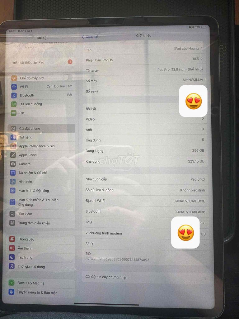 Apple iPad Pro 12.9 inch Gen 5 wifi + Cell. Mua bán Máy tính bảng tại Quận Tân Phú Tp Hồ Chí Minh được đăng bởi Tuệ Như hình 1