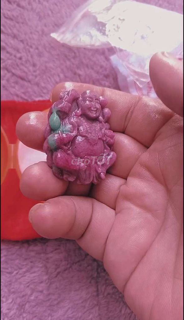MẶT DÂY CHUYỀN PHẬT DI LẶC ĐÁ RUBY.(BAO KIỂM ĐỊNH)