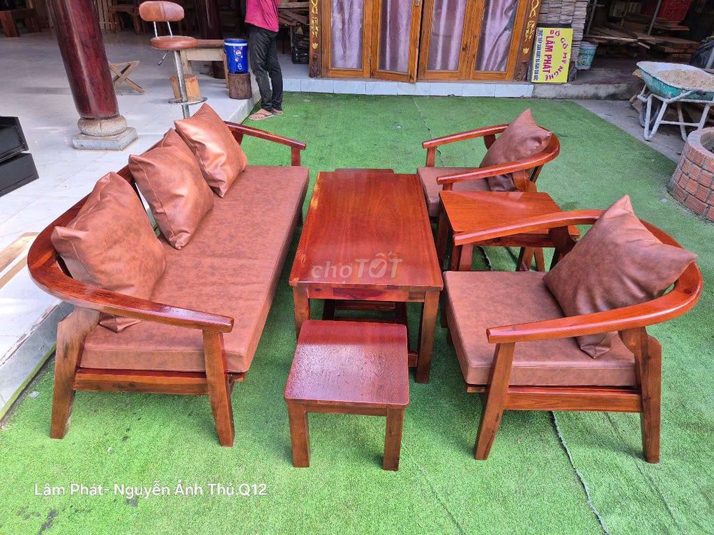 Bộ bàn ghế sofa Gỗ tràm Nâu 7 món Kèm nệm. Mua bán Bàn ghế tại Quận 12 Tp Hồ Chí Minh được đăng bởi ĐỒ GỖ MỸ NGHỆ LÂM PHÁT hình 1