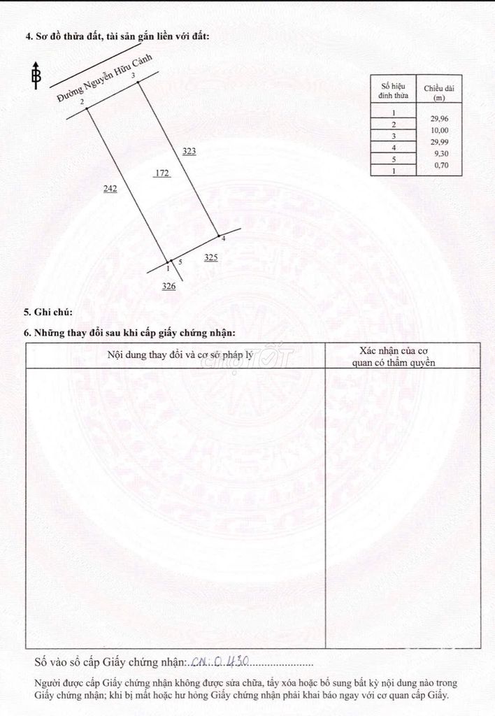 Bán gấp 300m2 thổ cư khu vực trung tâm phường