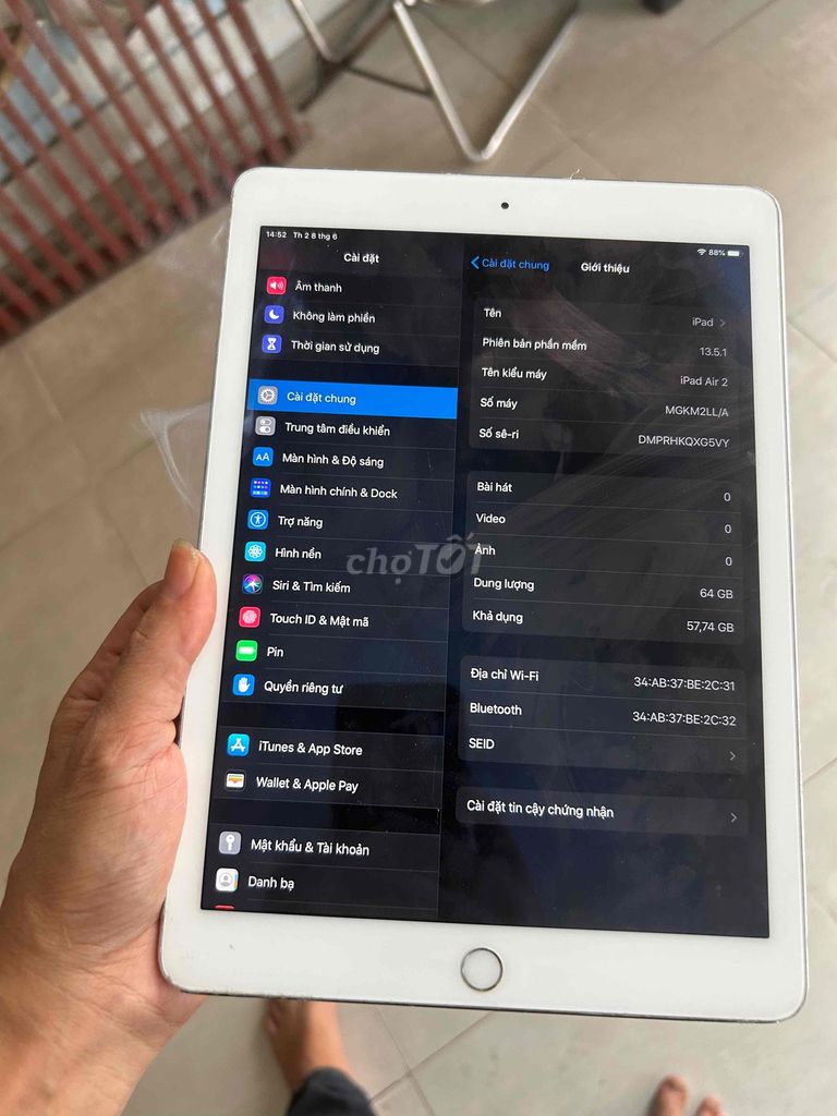 Apple iPad Air 2 64GB Bạc Đã sử dụng. Mua bán Máy tính bảng tại Huyện Nhà Bè Tp Hồ Chí Minh được đăng bởi linh hình 1