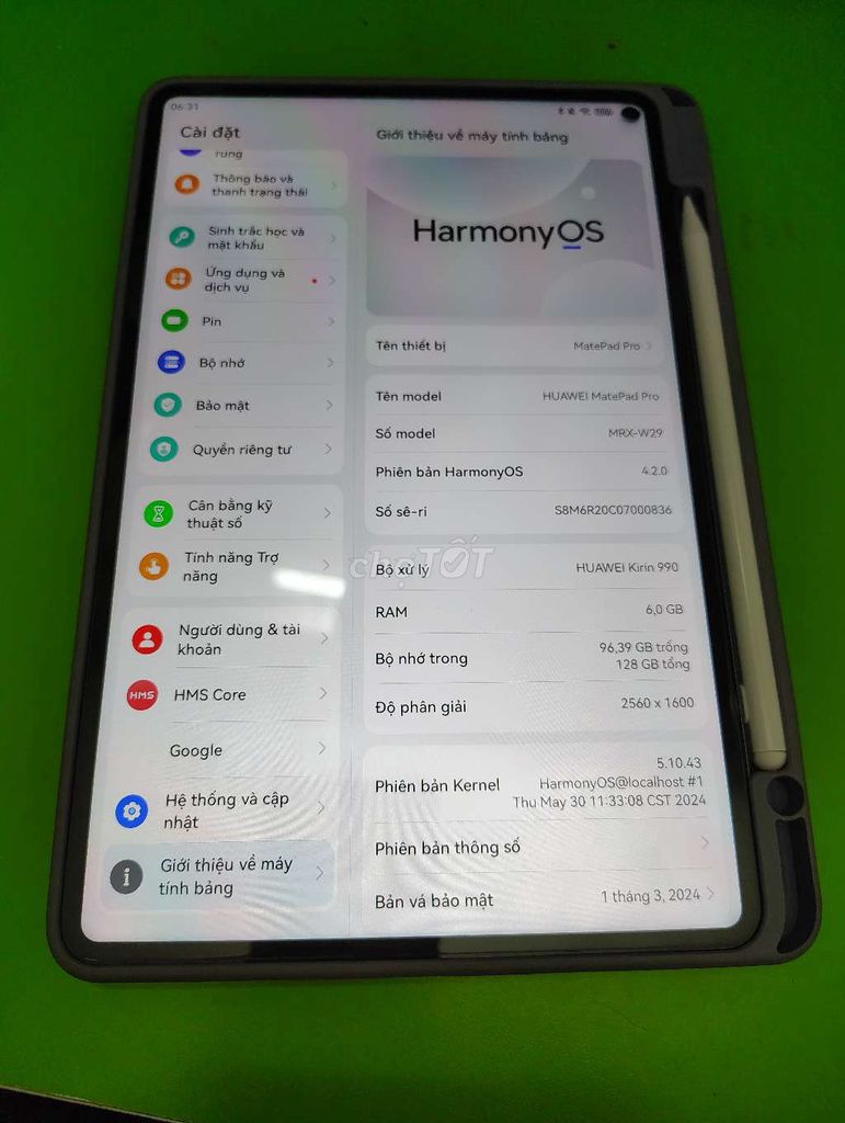 Huawei MatePad Pro 2019 pin 97%. Mua bán Máy tính bảng tại Quận Bắc Từ Liêm Hà Nội được đăng bởi GEM hình 1