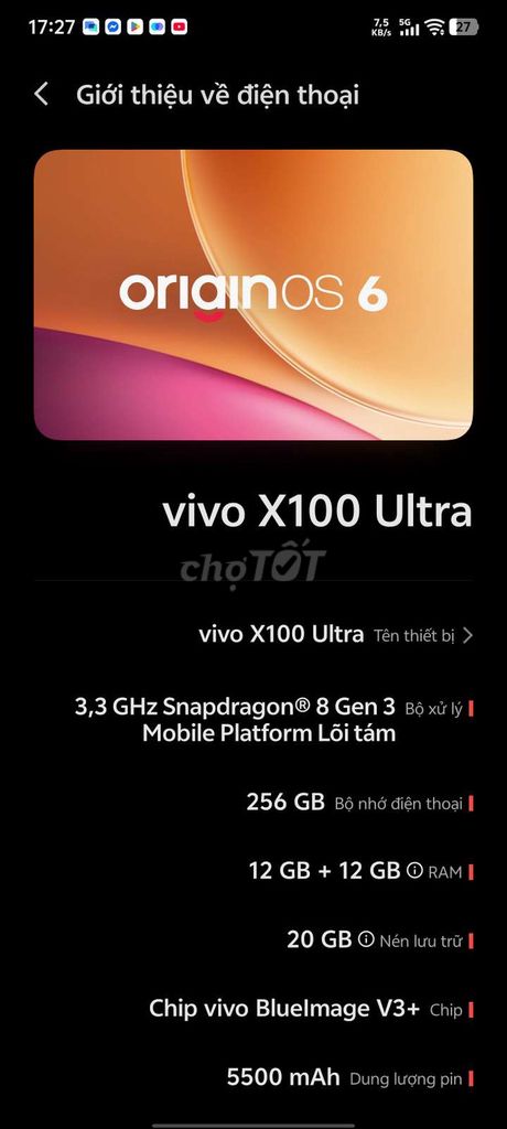 Vivo X100 Ultra 256GB. Mua bán Điện thoại tại Quận Thanh Khê Đà Nẵng được đăng bởi Phan vạn phúc hình 1