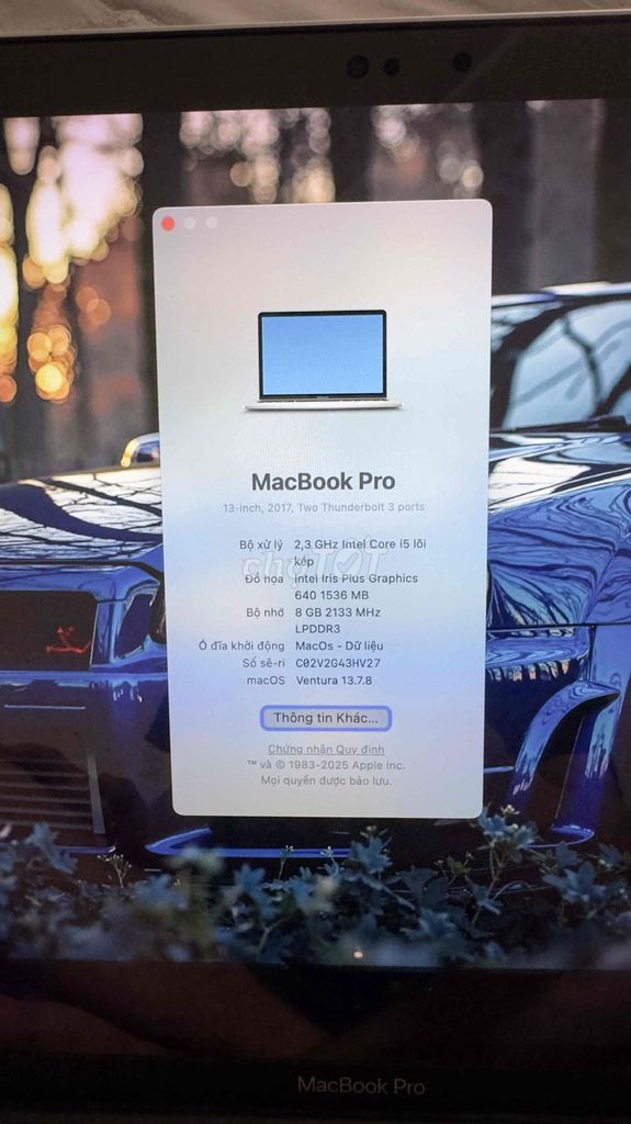Apple MacBook Pro 2017 i5 8GB/128GB. Mua bán Laptop tại Huyện Hoài Đức Hà Nội được đăng bởi Lê Hiếu hình 1
