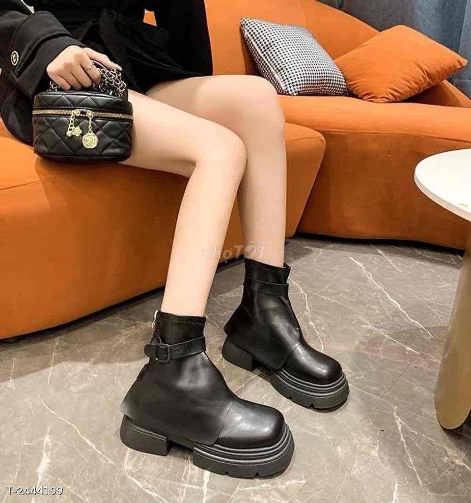 GIÀY BOOT NỮ CỔ LỮNG LÓT NỈ THỜI TRANG ĐẾ 5CM MOON