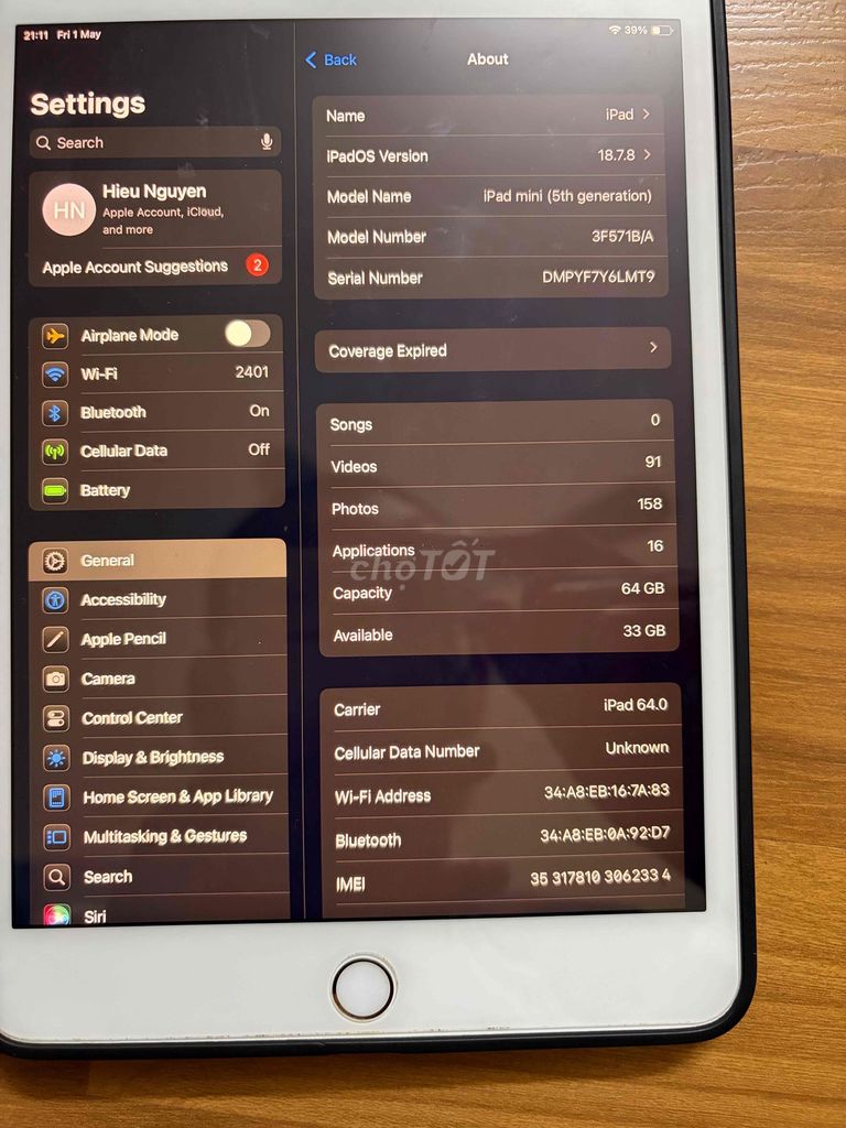 Apple iPad mini 5 64GB Vàng. Mua bán Máy tính bảng tại Quận Hà Đông Hà Nội được đăng bởi Hieu Nguyen hình 1