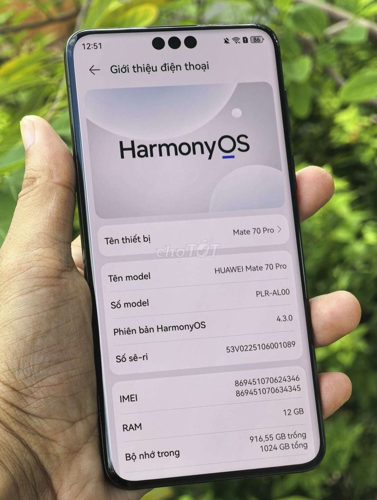 Huawei mate 70 pro 12/1T. Mua bán Điện thoại tại Huyện Chợ Mới An Giang được đăng bởi Nguyễn Kha hình 1