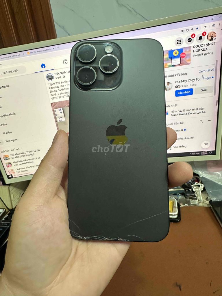 iPhone 15 Pro Max 256GB Đen VNA zin áp quốc tế. Mua bán Điện thoại tại Quận Lê Chân Hải Phòng được đăng bởi hoang anh hình 1
