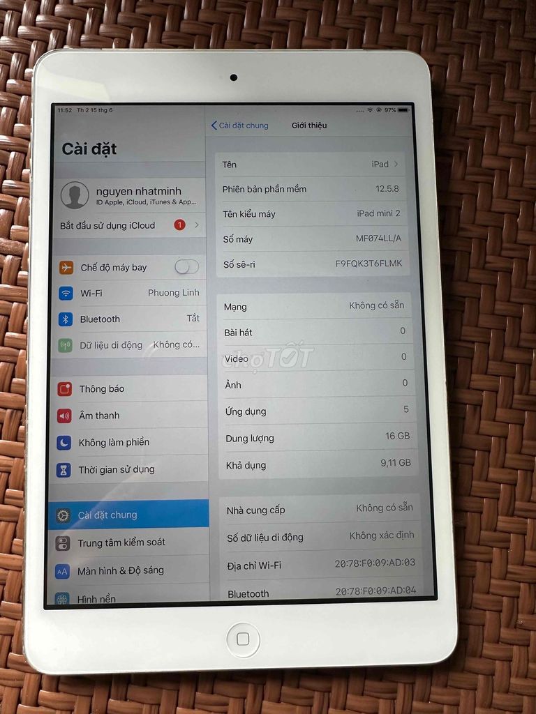 Apple iPad mini 2 16GB Bạc. Mua bán Máy tính bảng tại Huyện Quế Võ Bắc Ninh được đăng bởi nhật minh hình 1