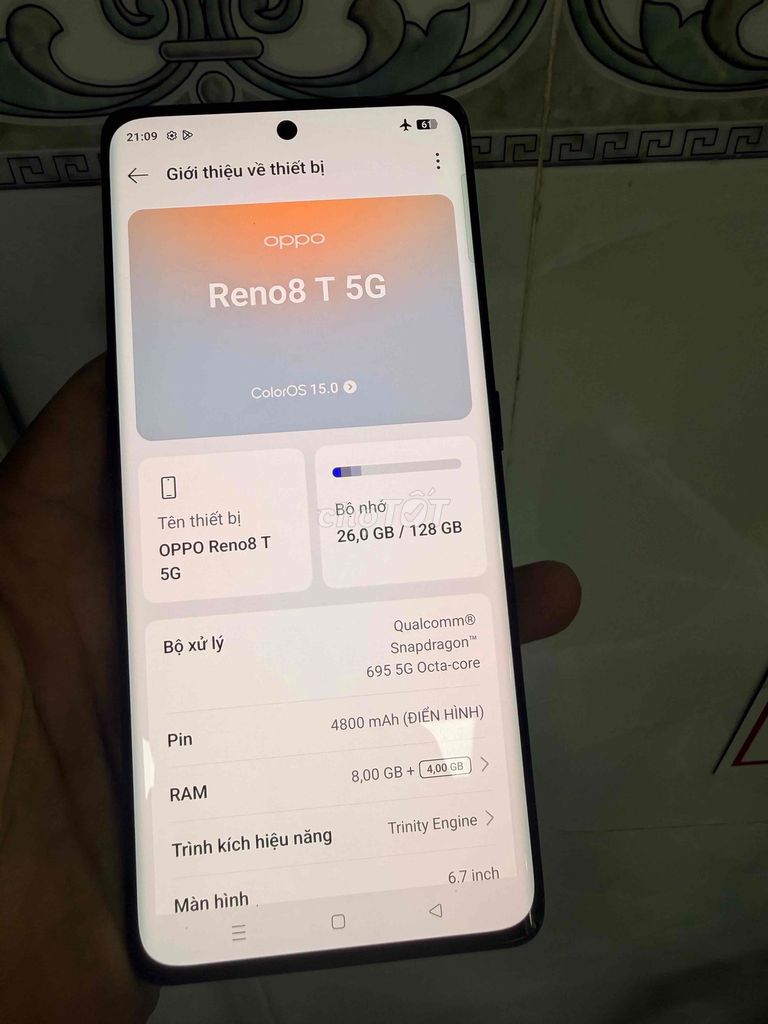 OPPO Reno8 T 5G 8/128GB. Mua bán Điện thoại tại Thành phố Phan Thiết Bình Thuận được đăng bởi Minh Phát hình 1