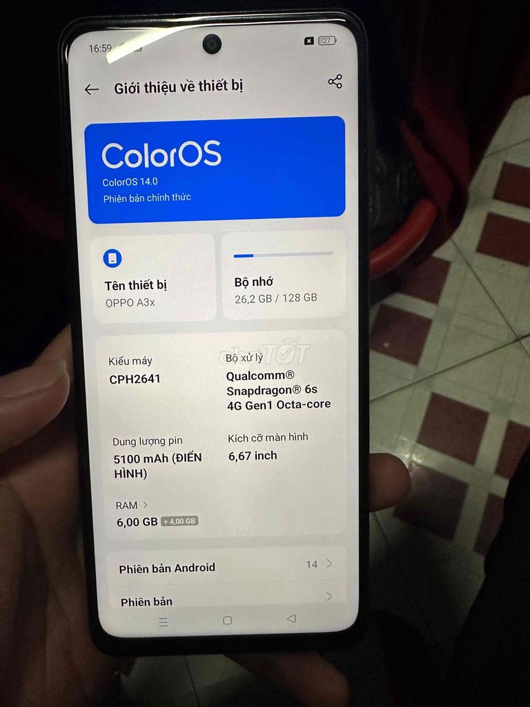 OPPO A3X 128GB Hồng. Mua bán Điện thoại tại Quận 4 Tp Hồ Chí Minh được đăng bởi ĐĂNG hình 1