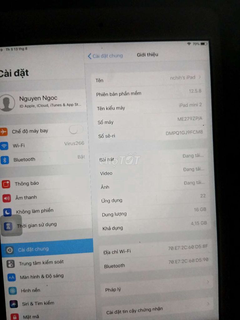 Apple iPad Mini 2 16GB Bạc Đã qua sử dụng. Mua bán Máy tính bảng tại Quận 8 Tp Hồ Chí Minh được đăng bởi Nguyên Minh hình 1