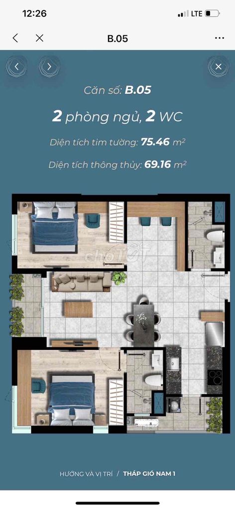 The gió Reverside - Căn B31-05 -view đỉnh nhất