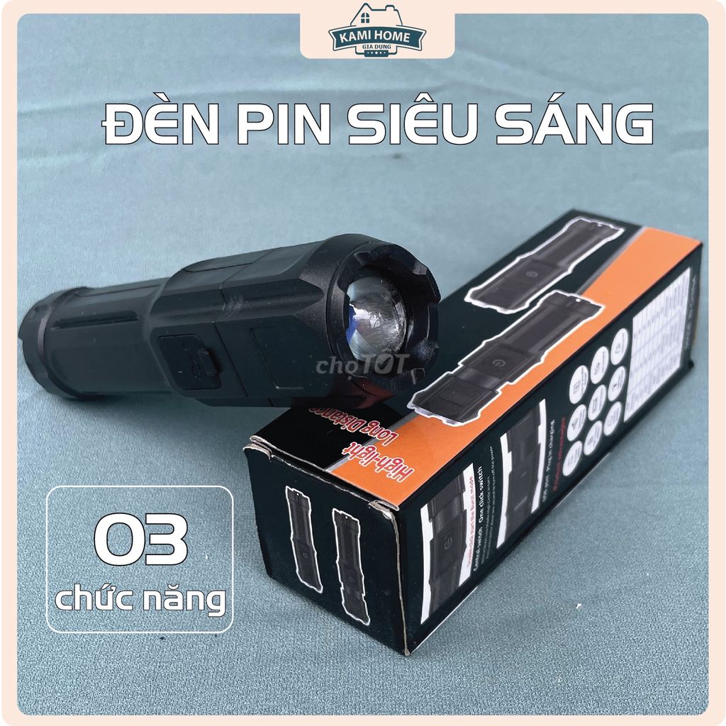 ĐÈN BIN SIÊU SÁNG - 3 CHẾ ĐỘ - PIN SẠC -CHIẾU 400M