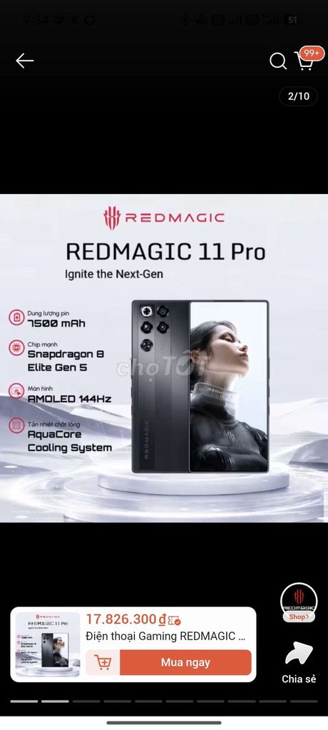 REDMAGIC 11 Pro 256GB Đen 99%. Mua bán Điện thoại tại Thành phố Buôn Ma Thuột Đắk Lắk được đăng bởi Dalias hình 1