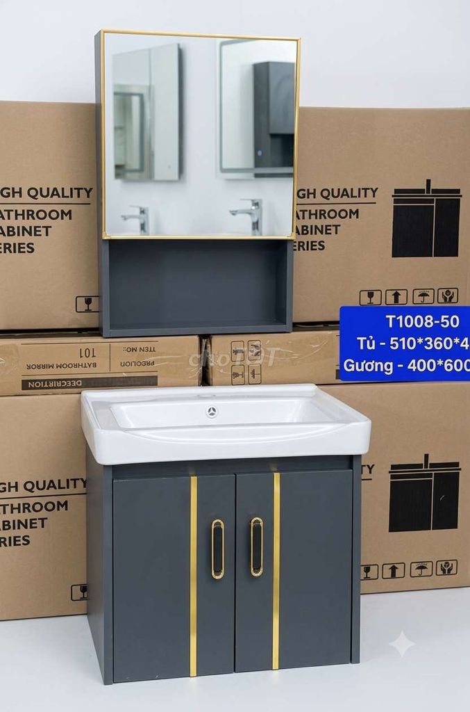 Tủ lavabo 51x36cm kèm tủ gương. Mua bán Thiết bị vệ sinh, nhà tắm tại Quận Liên Chiểu Đà Nẵng được đăng bởi BINH MINH hình 1