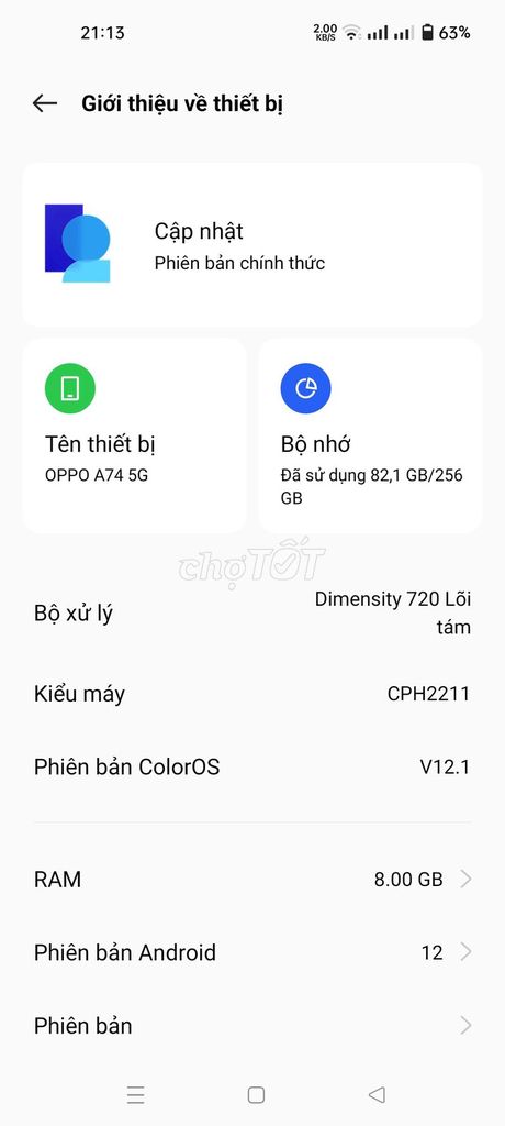OPPO A74 5G 8GB/256GB Dimensity 720. Mua bán Điện thoại tại Thành phố Tân An Long An được đăng bởi quoctruyen Dinhhuynh hình 1