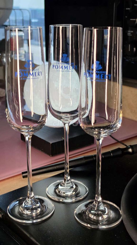 Ly Champagne Pommery Thủy tinh 3 ly. Mua bán Dụng cụ nhà bếp tại Quận 1 Tp Hồ Chí Minh được đăng bởi Nino hình 1