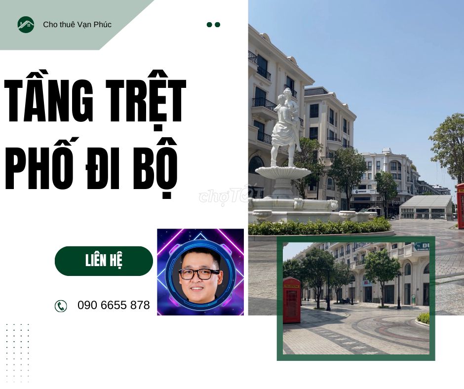 Mặt bằng tầng trệt, 2 mặt tiền, hoàn thiện cơ bản. KĐT Vạn Phúc