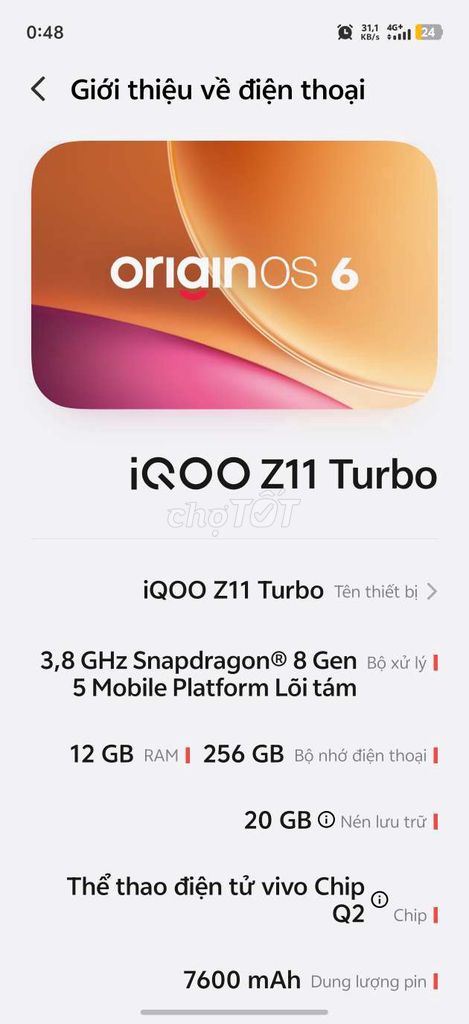 iQOO Z11 Turbo 12GB/256GB. Mua bán Điện thoại tại Quận Gò Vấp Tp Hồ Chí Minh được đăng bởi Từ Thanh Hải hình 1