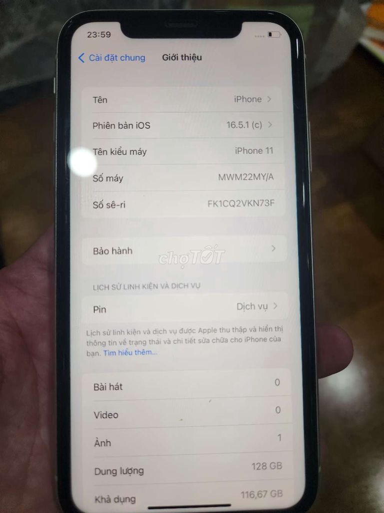 iPhone 11 128GB QT Trắng zin ngoại hình mới 90%