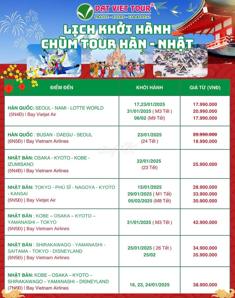 CHÙM TOUR HÀN NHẬT 2025