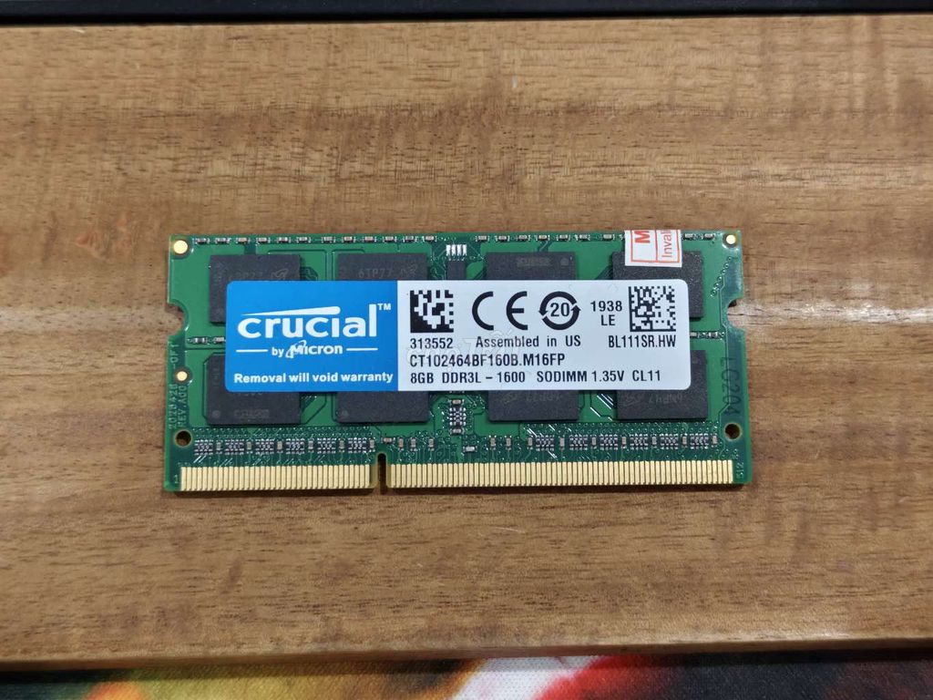 RAM Crucial 8GB DDR3L 1600MHz. Mua bán Linh kiện (RAM, Card...) tại Quận Ngũ Hành Sơn Đà Nẵng được đăng bởi HT Network and Computer hình 1