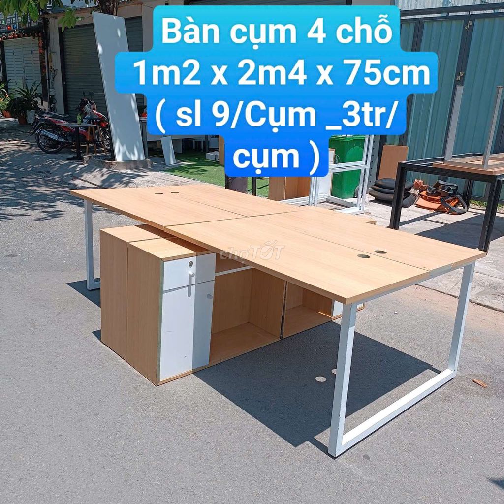 Bàn làm việc gỗ kim loại 4 chỗ. Mua bán Bàn ghế tại Quận Bình Thạnh Tp Hồ Chí Minh được đăng bởi Kho Thanh Lý Phú Nhàn hình 1