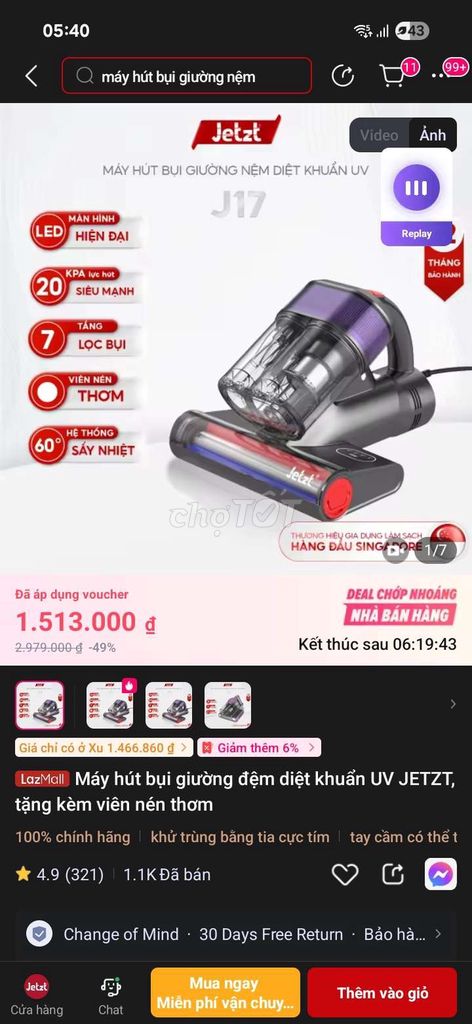 Máy hut bui giường cao cap