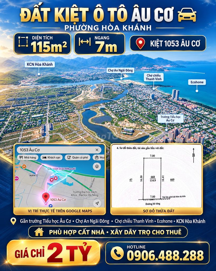 [ CỰC GẤP ] 🔥 BÁN ĐẤT KIỆT Ô TÔ ÂU CƠ, Q.LIÊN CHIỂU GIÁ CỰC TỐT 115m2