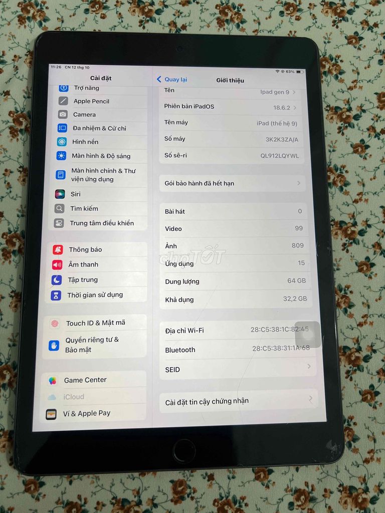 ipad gen 9. Mua bán Máy tính bảng tại Huyện Trảng Bom Đồng Nai được đăng bởi Tuan hình 1
