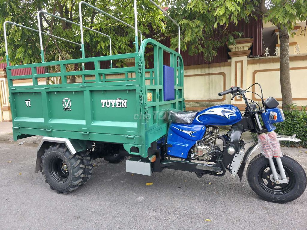 Xe ba gác VĨ TUYẾN 300cc 5 bánh kép gai Xanh