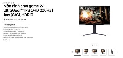 màn hình LG 27 in 27GS75Q 200Hz 2K. Mua bán Phụ kiện (Màn hình, Chuột...) tại Quận 3 Tp Hồ Chí Minh được đăng bởi Hùng