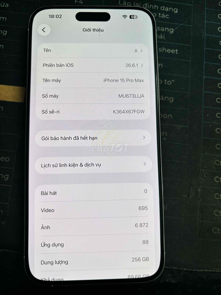 Apple iPhone 15 Pro Max 256GB Trắng Thay màn hình. Mua bán Điện thoại tại Quận Hai Bà Trưng Hà Nội được đăng bởi Quang Dương hình 1