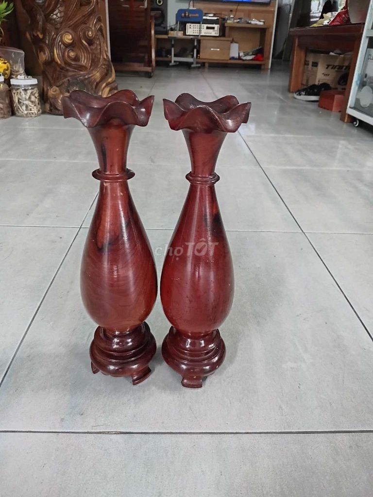 Bình hoa Gỗ bông lau Nâu đỏ 30cm