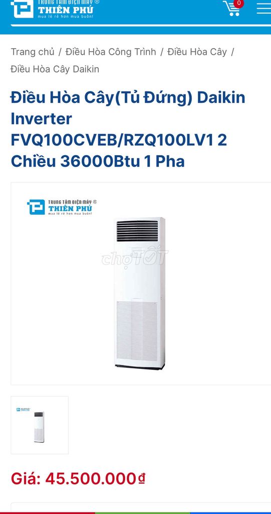 daikin tủ đứng 36.000btu