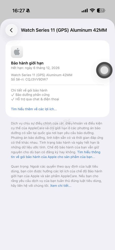 Apple Watch Series 11 GPS 42mm Bạc. Mua bán Thiết bị đeo thông minh tại Huyện Thanh Trì Hà Nội được đăng bởi Đoàn Xuân Tùng hình 1
