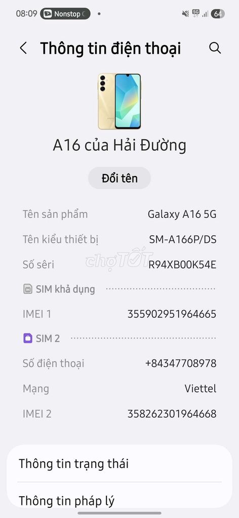Samsung Galaxy A16 5G Vàng Đã qua sử dụng. Mua bán Điện thoại tại Quận 7 Tp Hồ Chí Minh được đăng bởi PHAN VĂN PHÚ ANH hình 1