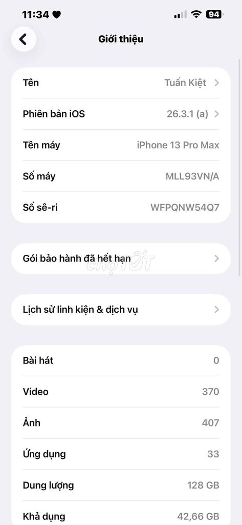 Apple iPhone 13 Pro Max 128GB Hư cam 0.5, bể màn. Mua bán Điện thoại tại Quận 12 Tp Hồ Chí Minh được đăng bởi Nguyễn Trương Tuấn Kiệt hình 1