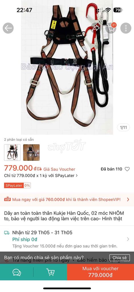 dây an toàn lao động. Mua bán Đồ chuyên dụng, Giống nuôi trồng tại Huyện Đông Anh Hà Nội được đăng bởi Bùi Sen hình 1