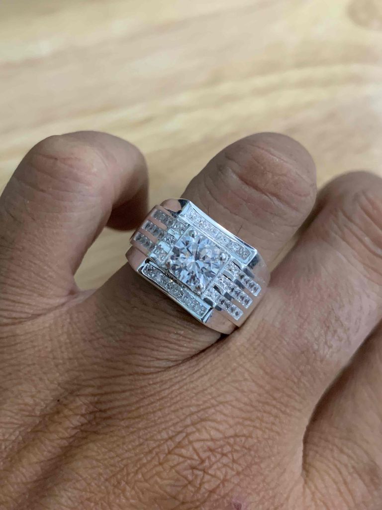 nhẫn bạc đá MOISSANITE size 18