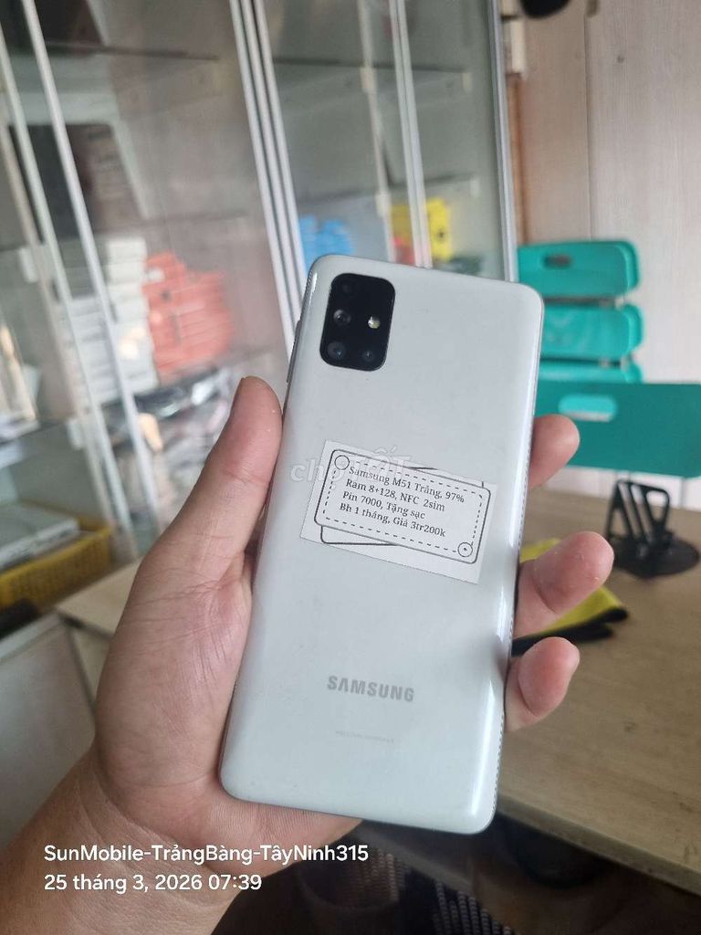 Samsung M51 Ram8/128G Pin7000 có NFC 2sim. Mua bán Điện thoại tại Huyện Trảng Bàng Tây Ninh được đăng bởi Sun Mobile Shop Điện Thoại Trảng Bàng Tây Ninh 01 hình 1