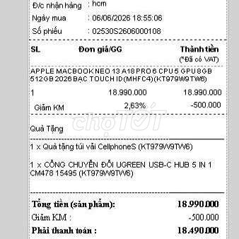 Apple MacBook Neo 13 A18 Pro CPU 5 512GB Bạc. Mua bán Laptop tại Huyện Củ Chi Tp Hồ Chí Minh được đăng bởi Nguyễn Thành hình 1