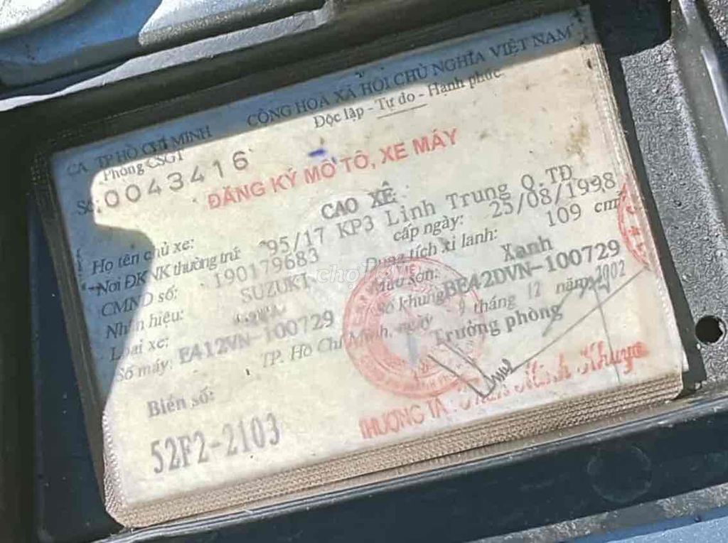 Xipo 2002 giấy tờ Thật do cog an cấp xe đã lên đề. Mua bán Xe máy tại Thành phố Thủ Đức Tp Hồ Chí Minh được đăng bởi Hien hình 3